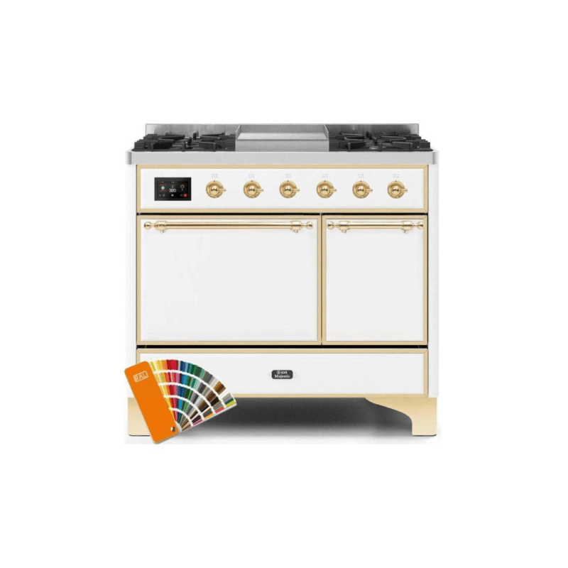 ILVE 40 Inch Majestic II Series Natural/ Propane Gas Burner and Electric Oven Range with 6 Sealed Burners - UMD10FDQNS3