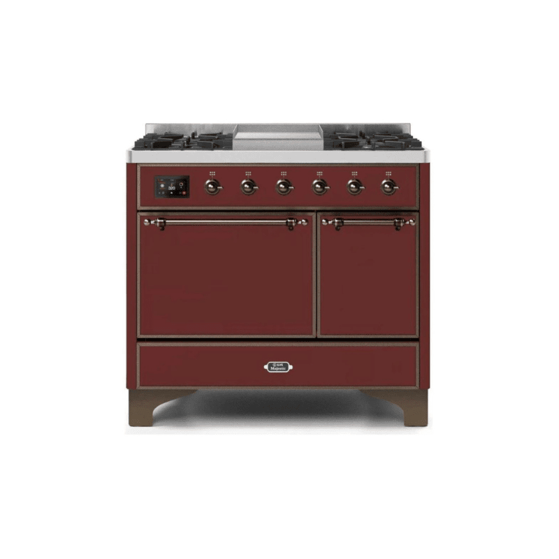 ILVE 40 Inch Majestic II Series Natural/ Propane Gas Burner and Electric Oven Range with 6 Sealed Burners - UMD10FDQNS3