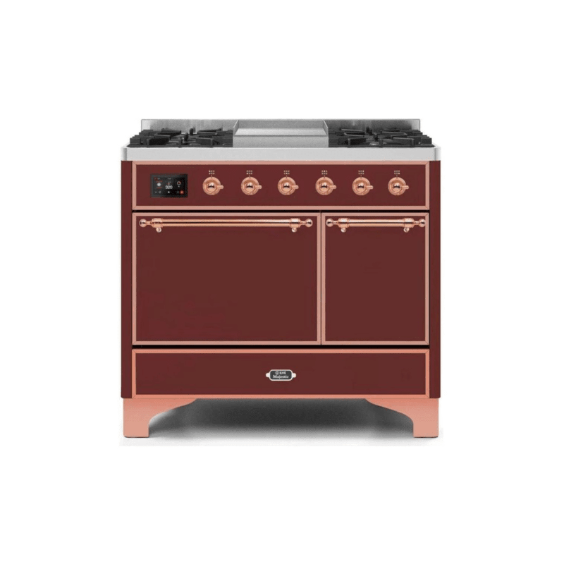 ILVE 40 Inch Majestic II Series Natural/ Propane Gas Burner and Electric Oven Range with 6 Sealed Burners - UMD10FDQNS3