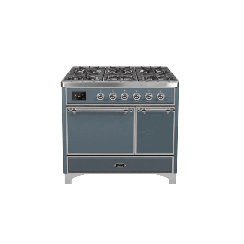 ILVE 40 Inch Majestic II Series Natural/ Propane Gas Burner and Electric Oven Range with 6 Sealed Burners - UMD10FDQNS3