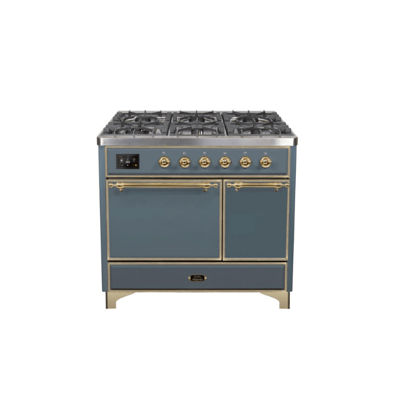 ILVE 40 Inch Majestic II Series Natural/ Propane Gas Burner and Electric Oven Range with 6 Sealed Burners - UMD10FDQNS3