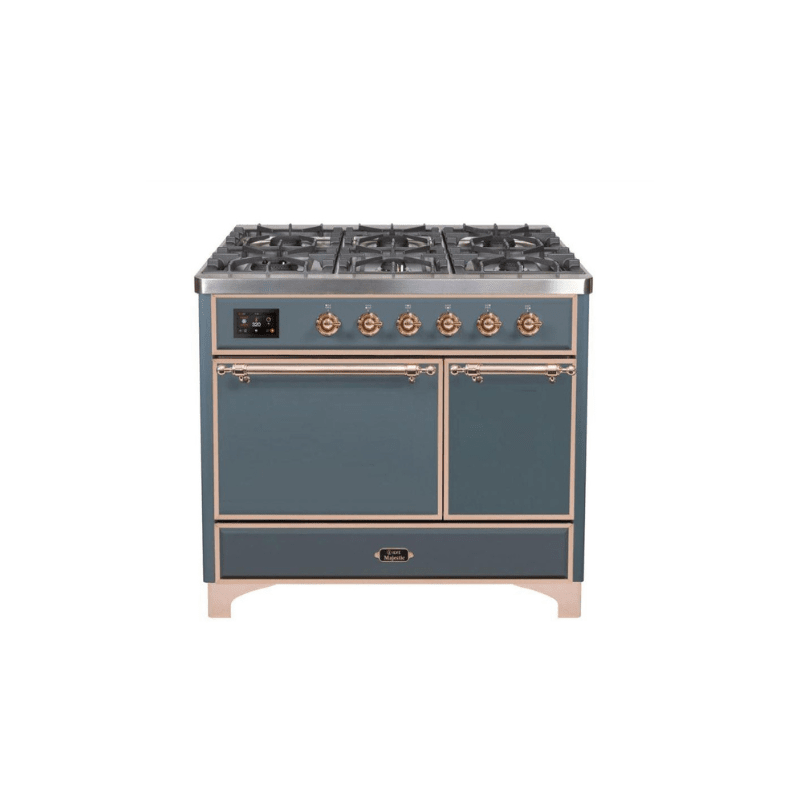 ILVE 40 Inch Majestic II Series Natural/ Propane Gas Burner and Electric Oven Range with 6 Sealed Burners - UMD10FDQNS3