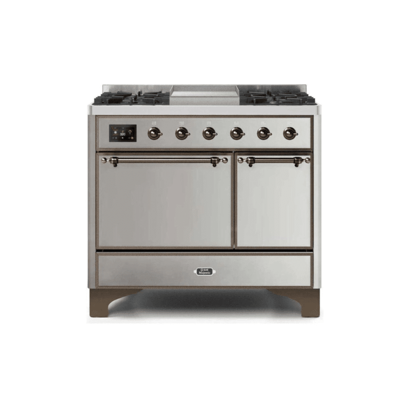 ILVE 40 Inch Majestic II Series Natural/ Propane Gas Burner and Electric Oven Range with 6 Sealed Burners - UMD10FDQNS3