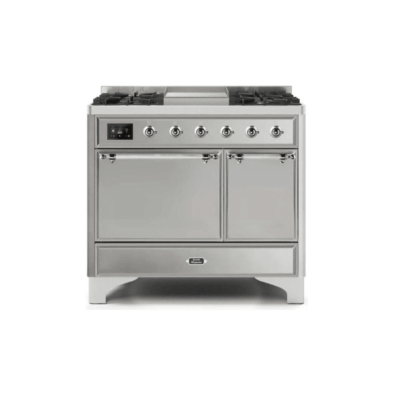ILVE 40 Inch Majestic II Series Natural/ Propane Gas Burner and Electric Oven Range with 6 Sealed Burners - UMD10FDQNS3