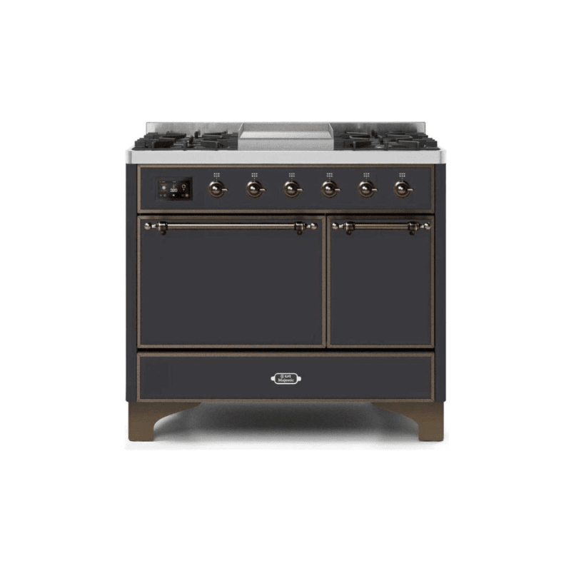 ILVE 40 Inch Majestic II Series Natural/ Propane Gas Burner and Electric Oven Range with 6 Sealed Burners - UMD10FDQNS3