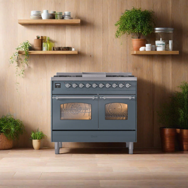 ILVE 40" Nostalgie II Series Freestanding Double Oven Dual Fuel Range