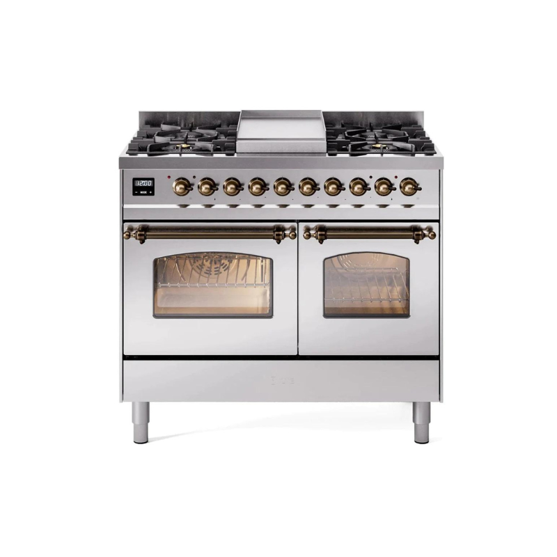 ILVE 40" Nostalgie II Series Freestanding Double Oven Dual Fuel Range - UPD40FNMP