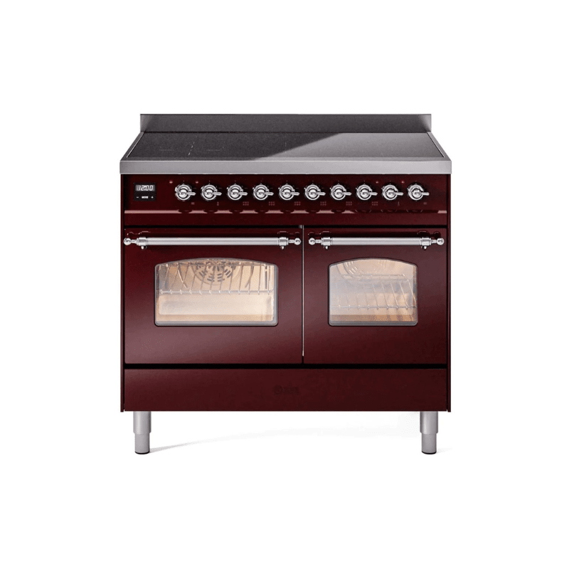 ILVE 40" Nostalgie II Series Freestanding Electric Double Oven Range with 6 Elements, Triple Glass Cool Door, Convection Oven, TFT Oven Control Display and Child Lock - UPDI406NMP