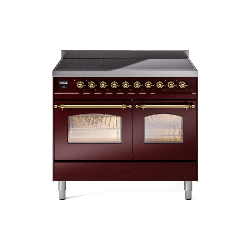 ILVE 40" Nostalgie II Series Freestanding Electric Double Oven Range with 6 Elements, Triple Glass Cool Door, Convection Oven, TFT Oven Control Display and Child Lock - UPDI406NMP