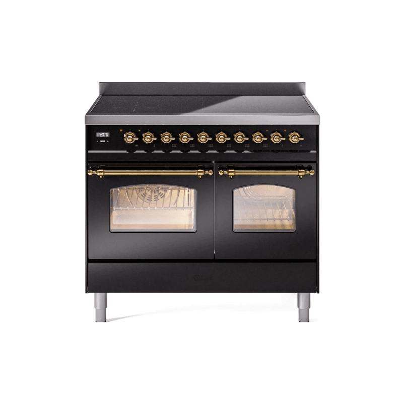 ILVE 40" Nostalgie II Series Freestanding Electric Double Oven Range with 6 Elements, Triple Glass Cool Door, Convection Oven, TFT Oven Control Display and Child Lock - UPDI406NMP
