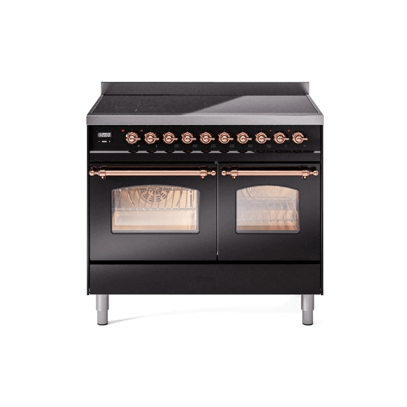 ILVE 40" Nostalgie II Series Freestanding Electric Double Oven Range with 6 Elements, Triple Glass Cool Door, Convection Oven, TFT Oven Control Display and Child Lock - UPDI406NMP