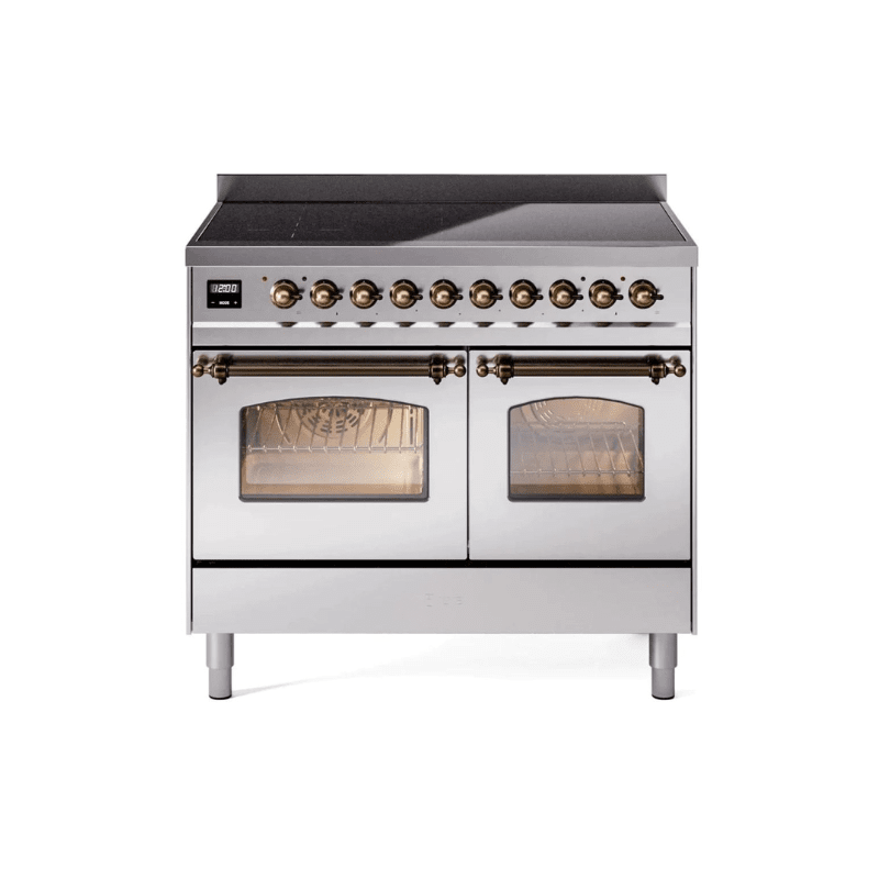 ILVE 40" Nostalgie II Series Freestanding Electric Double Oven Range with 6 Elements, Triple Glass Cool Door, Convection Oven, TFT Oven Control Display and Child Lock - UPDI406NMP