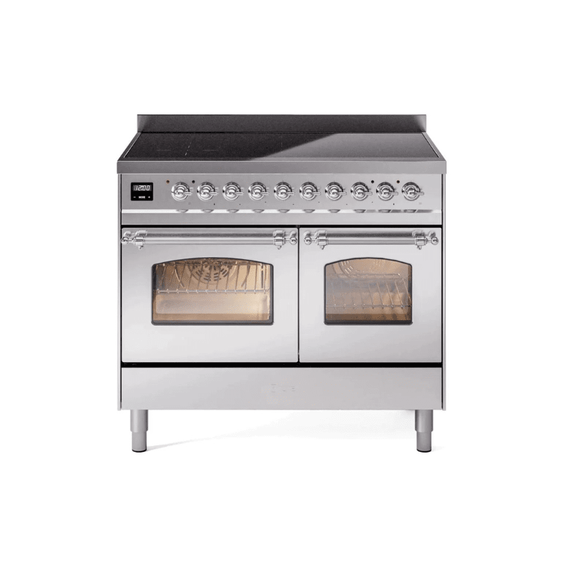 ILVE 40" Nostalgie II Series Freestanding Electric Double Oven Range with 6 Elements, Triple Glass Cool Door, Convection Oven, TFT Oven Control Display and Child Lock - UPDI406NMP