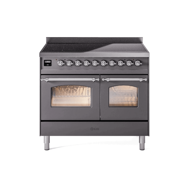 ILVE 40" Nostalgie II Series Freestanding Electric Double Oven Range with 6 Elements, Triple Glass Cool Door, Convection Oven, TFT Oven Control Display and Child Lock - UPDI406NMP