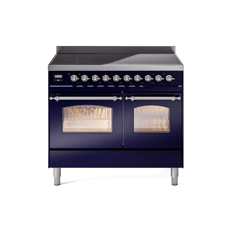 ILVE 40" Nostalgie II Series Freestanding Electric Double Oven Range with 6 Elements, Triple Glass Cool Door, Convection Oven, TFT Oven Control Display and Child Lock - UPDI406NMP