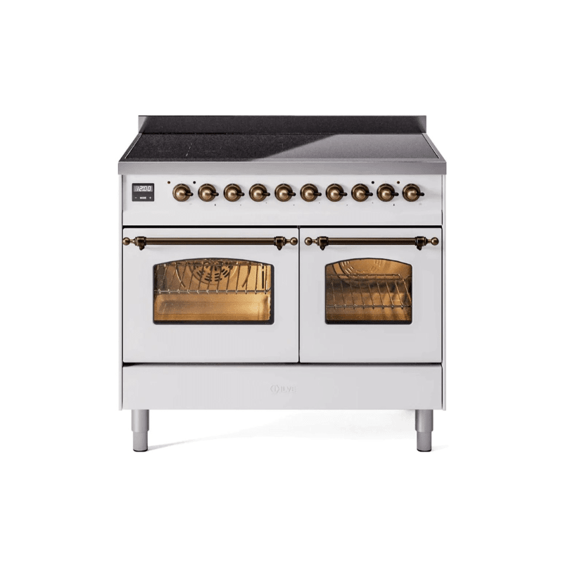 ILVE 40" Nostalgie II Series Freestanding Electric Double Oven Range with 6 Elements, Triple Glass Cool Door, Convection Oven, TFT Oven Control Display and Child Lock - UPDI406NMP