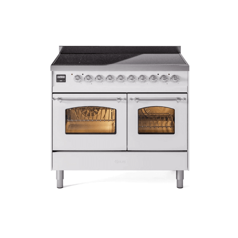 ILVE 40" Nostalgie II Series Freestanding Electric Double Oven Range with 6 Elements, Triple Glass Cool Door, Convection Oven, TFT Oven Control Display and Child Lock - UPDI406NMP