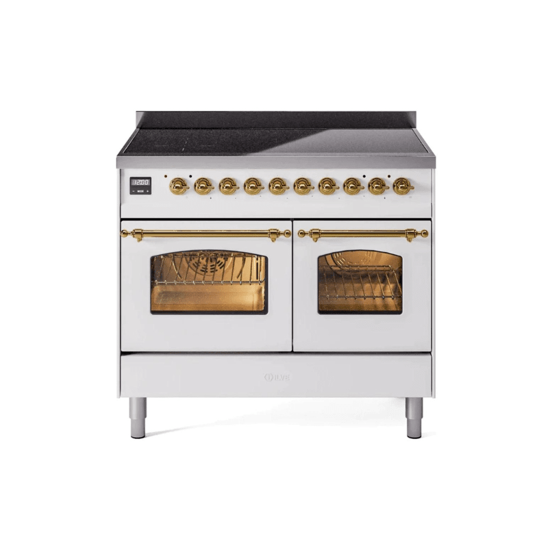 ILVE 40" Nostalgie II Series Freestanding Electric Double Oven Range with 6 Elements, Triple Glass Cool Door, Convection Oven, TFT Oven Control Display and Child Lock - UPDI406NMP