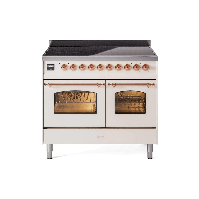 ILVE 40" Nostalgie II Series Freestanding Electric Double Oven Range with 6 Elements, Triple Glass Cool Door, Convection Oven, TFT Oven Control Display and Child Lock - UPDI406NMP