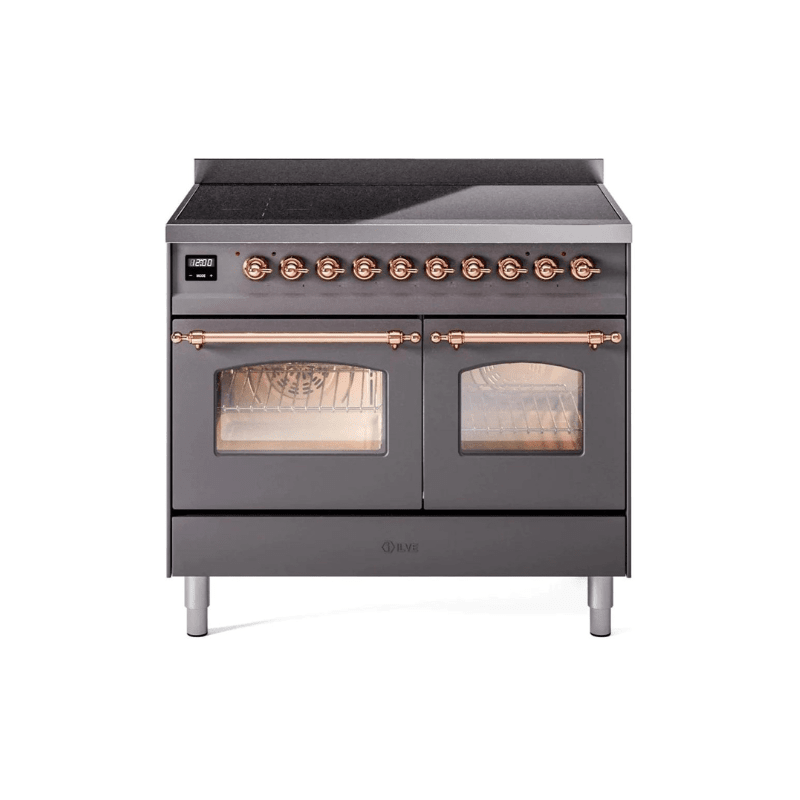 ILVE 40" Nostalgie II Series Freestanding Electric Double Oven Range with 6 Elements, Triple Glass Cool Door, Convection Oven, TFT Oven Control Display and Child Lock - UPDI406NMP