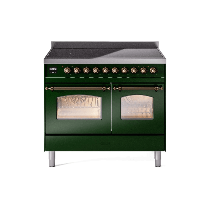ILVE 40" Nostalgie II Series Freestanding Electric Double Oven Range with 6 Elements, Triple Glass Cool Door, Convection Oven, TFT Oven Control Display and Child Lock - UPDI406NMP