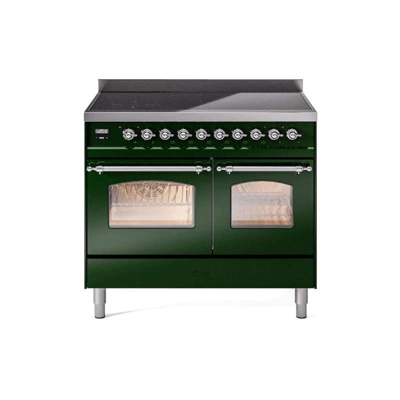 ILVE 40" Nostalgie II Series Freestanding Electric Double Oven Range with 6 Elements, Triple Glass Cool Door, Convection Oven, TFT Oven Control Display and Child Lock - UPDI406NMP