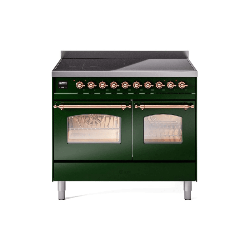 ILVE 40" Nostalgie II Series Freestanding Electric Double Oven Range with 6 Elements, Triple Glass Cool Door, Convection Oven, TFT Oven Control Display and Child Lock - UPDI406NMP