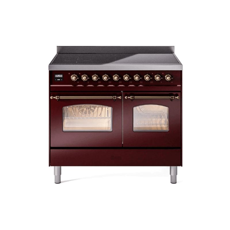 ILVE 40" Nostalgie II Series Freestanding Electric Double Oven Range with 6 Elements, Triple Glass Cool Door, Convection Oven, TFT Oven Control Display and Child Lock - UPDI406NMP