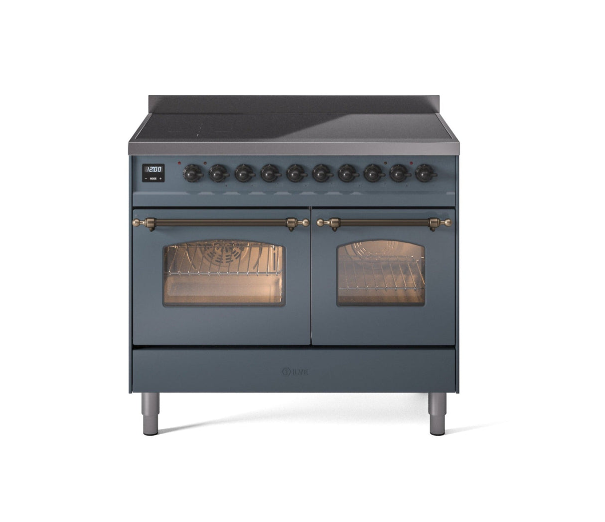 ILVE 40" Nostalgie II Series Freestanding Electric Double Oven Range with 6 Elements, Triple Glass Cool Door, Convection Oven, TFT Oven Control Display and Child Lock - UPDI406NMP