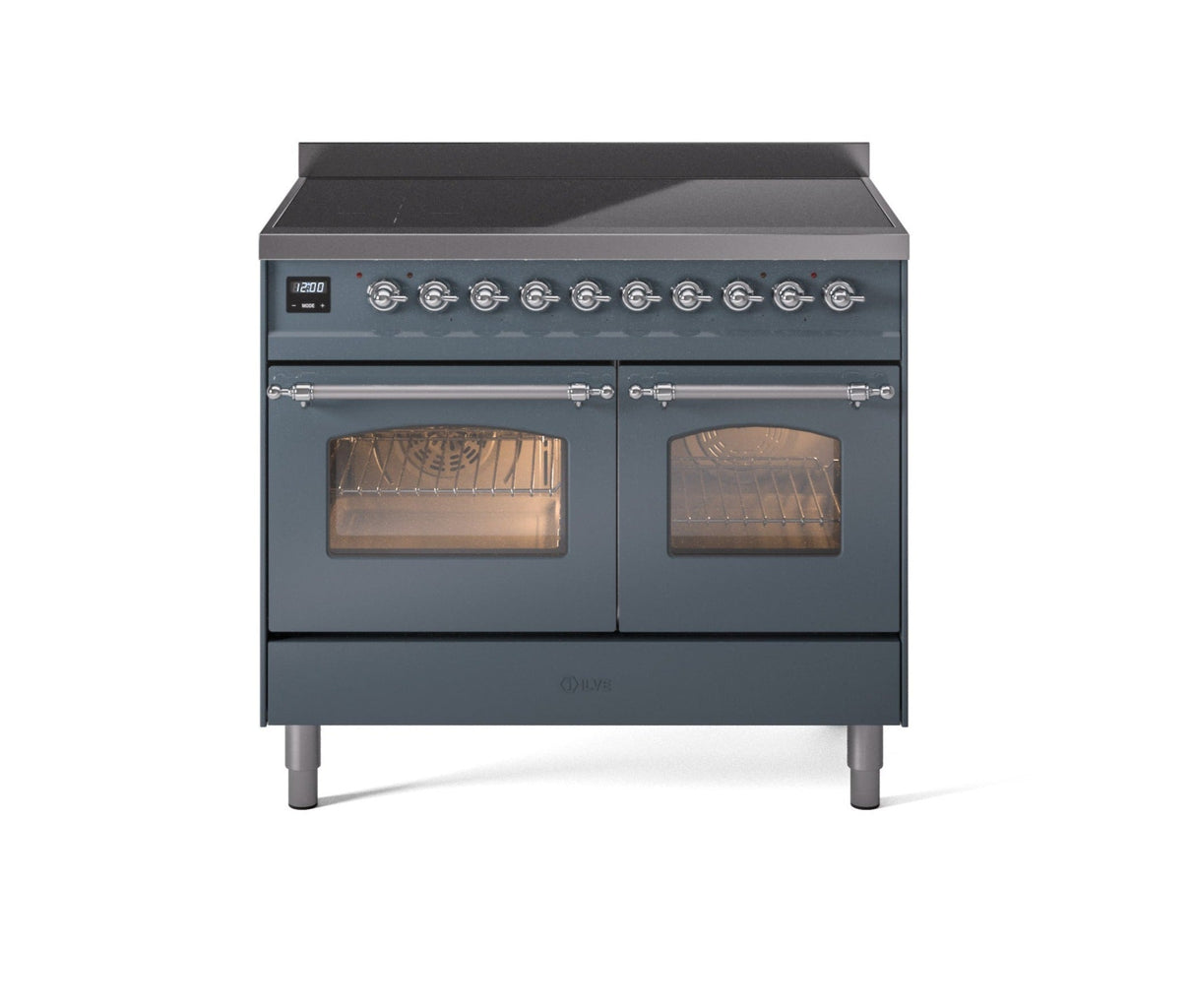 ILVE 40" Nostalgie II Series Freestanding Electric Double Oven Range with 6 Elements, Triple Glass Cool Door, Convection Oven, TFT Oven Control Display and Child Lock - UPDI406NMP