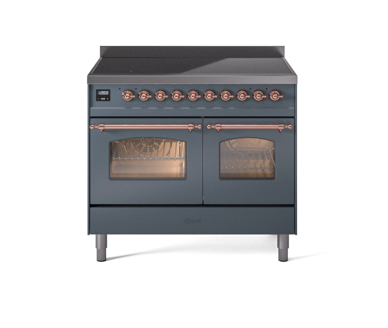 ILVE 40" Nostalgie II Series Freestanding Electric Double Oven Range with 6 Elements, Triple Glass Cool Door, Convection Oven, TFT Oven Control Display and Child Lock - UPDI406NMP