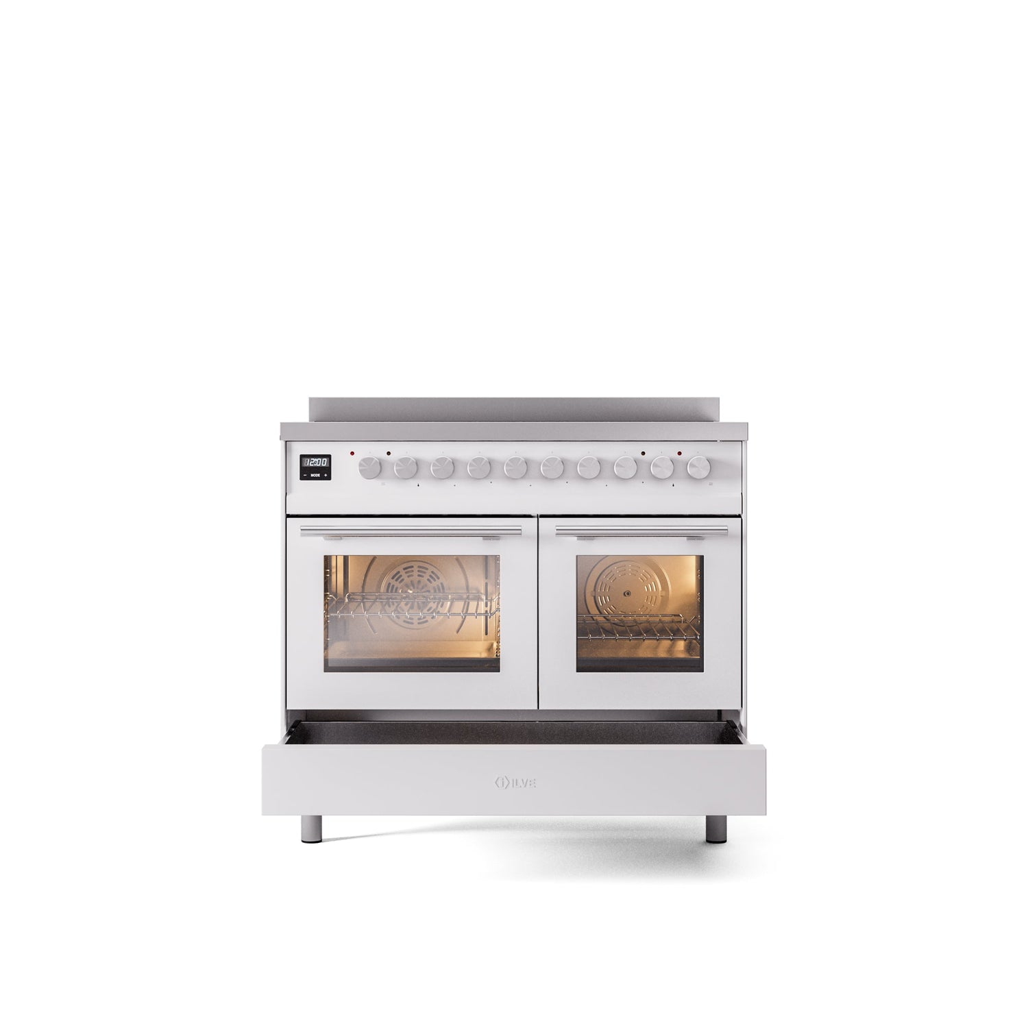 ILVE 40" Professional Plus II Series Freestanding Electric Double Oven Range with 5 Elements, Triple Glass Cool Door - UPDI406WMP