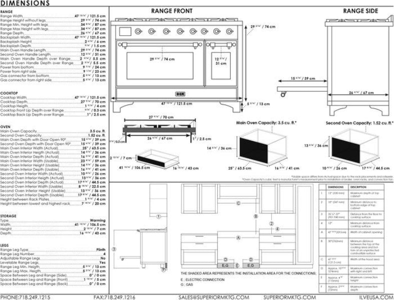 ILVE 48 Inch Majestic II Freestanding Double Oven Range - UM12FDNS3