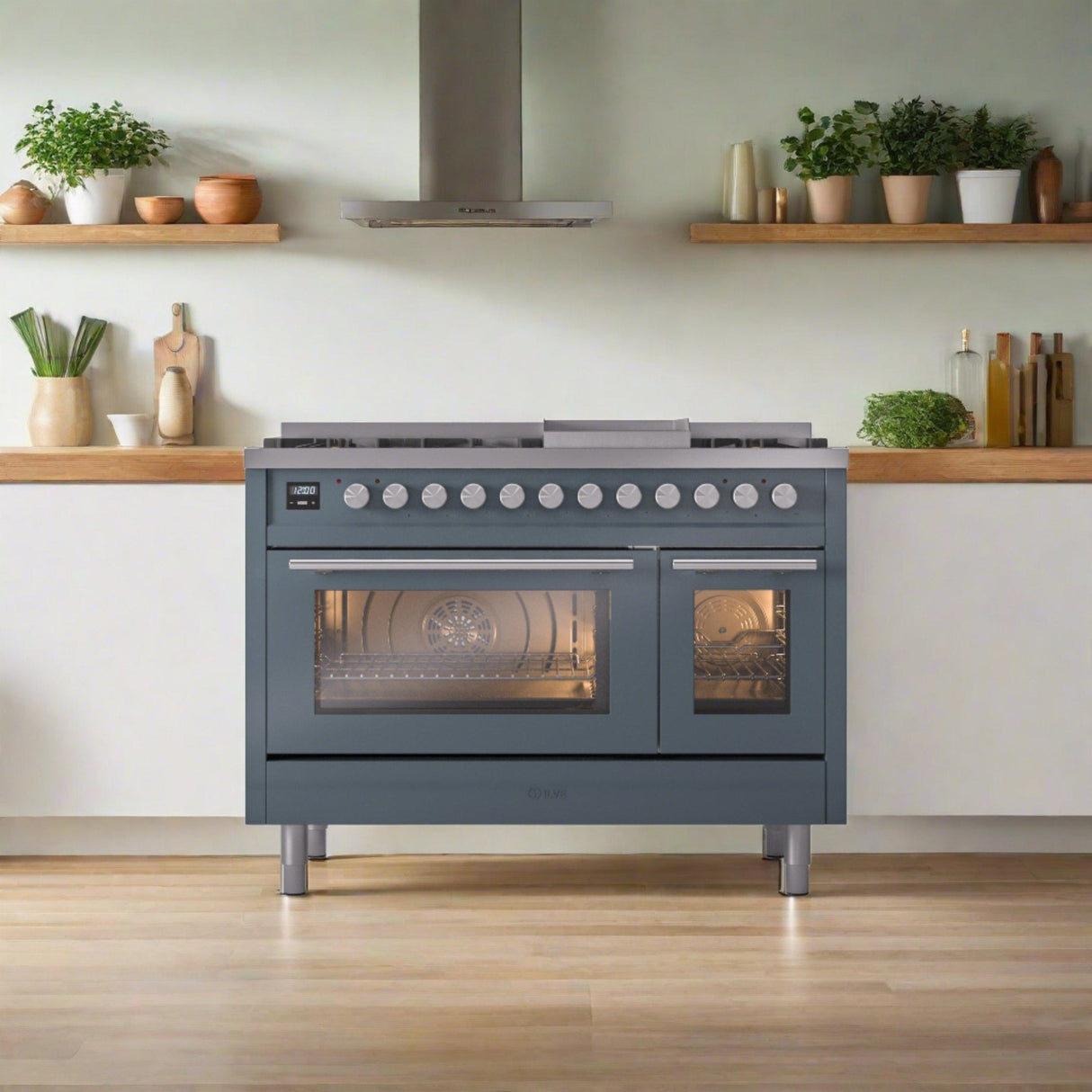 ILVE 48Inch Professional Plus II Freestanding Dual Fuel Range with 8 Sealed Burner UP48FWMP