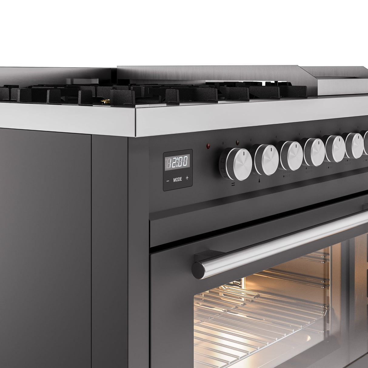 ILVE 48Inch Professional Plus II Freestanding Dual Fuel Range with 8 Sealed Burner - UP48FWMP