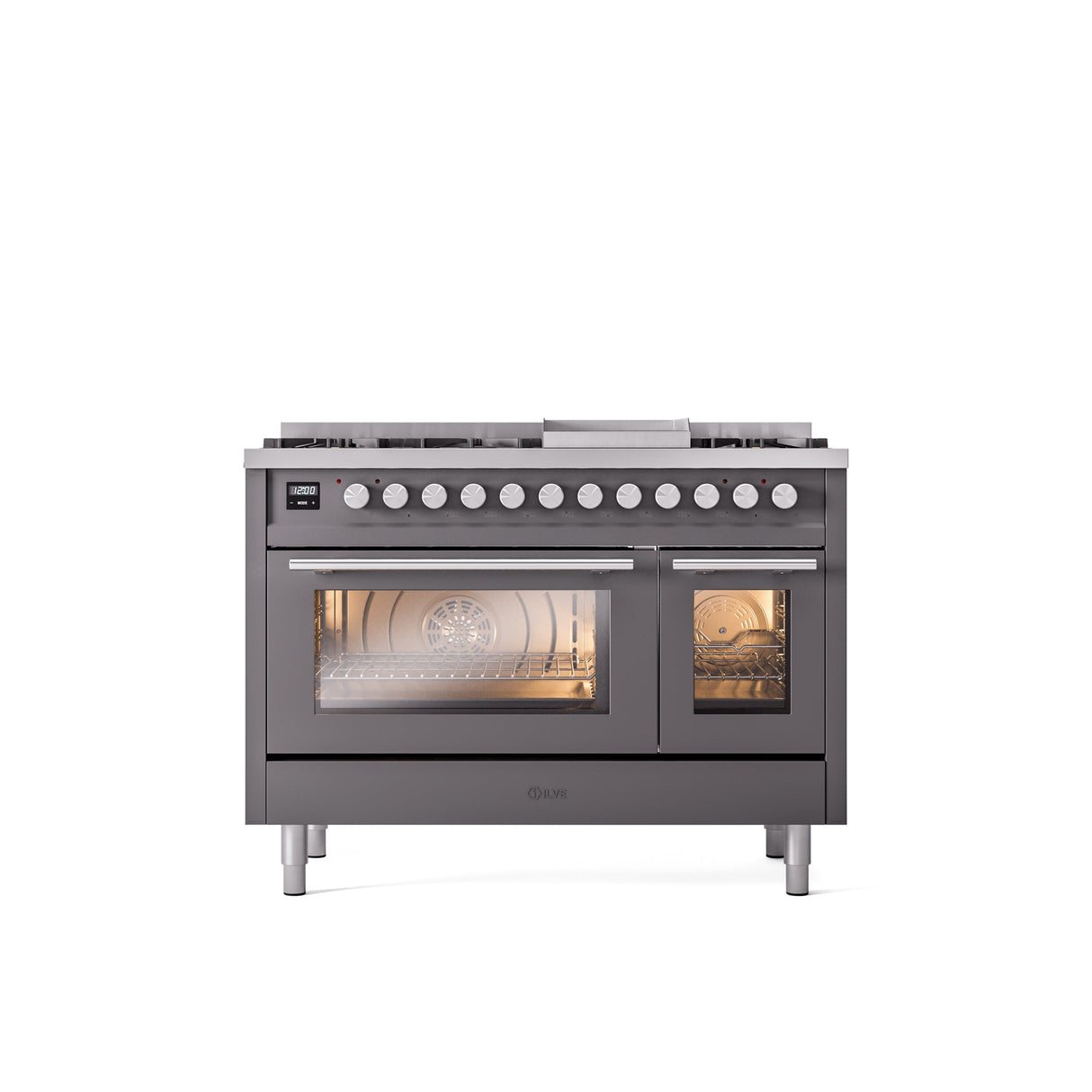 ILVE 48Inch Professional Plus II Freestanding Dual Fuel Range with 8 Sealed Burner - UP48FWMP