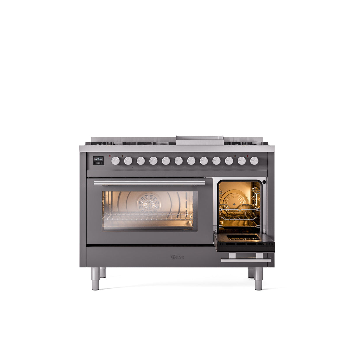 ILVE 48Inch Professional Plus II Freestanding Dual Fuel Range with 8 Sealed Burner - UP48FWMP