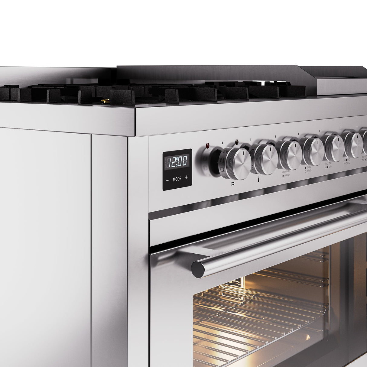 ILVE 48Inch Professional Plus II Freestanding Dual Fuel Range with 8 Sealed Burner - UP48FWMP