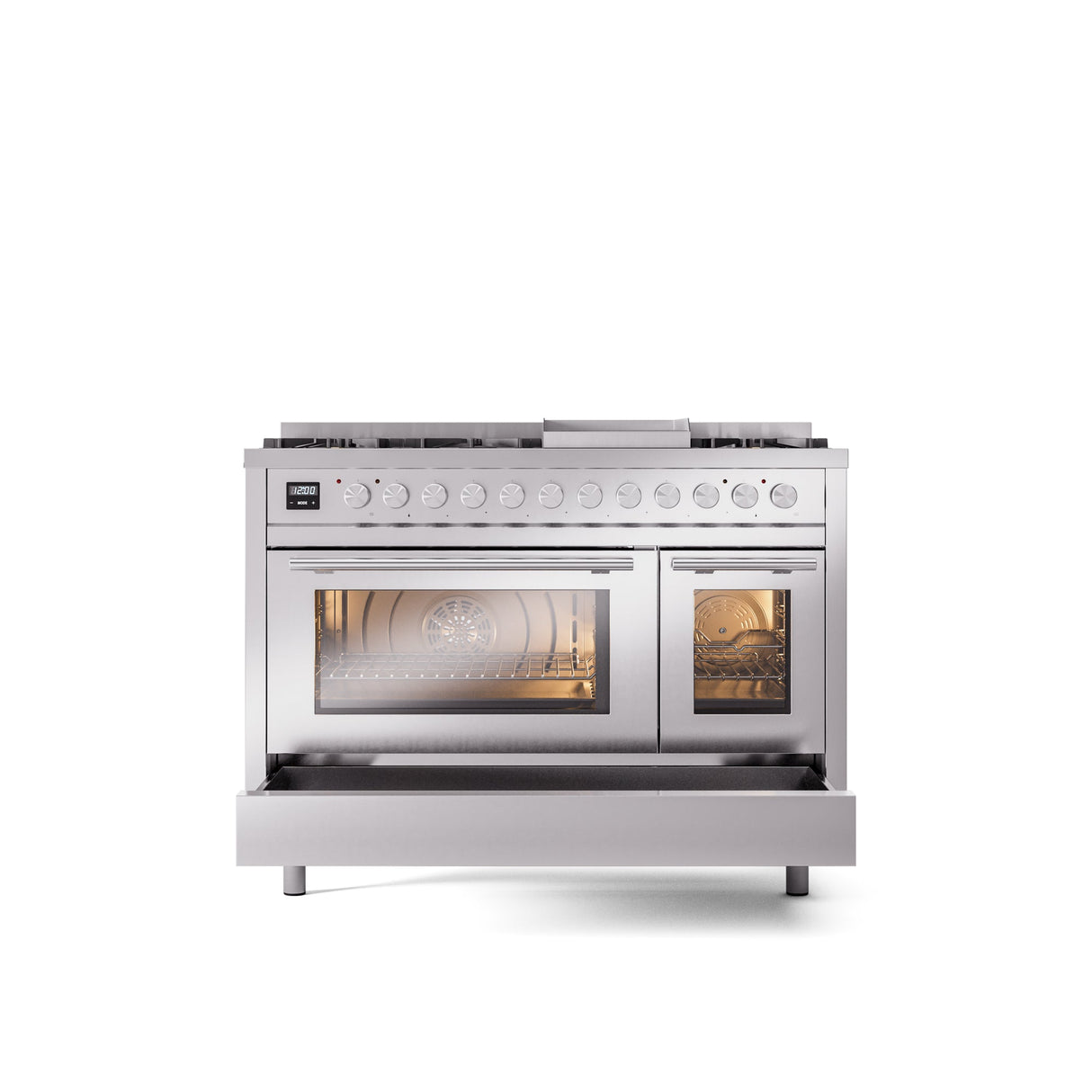 ILVE 48Inch Professional Plus II Freestanding Dual Fuel Range with 8 Sealed Burner - UP48FWMP