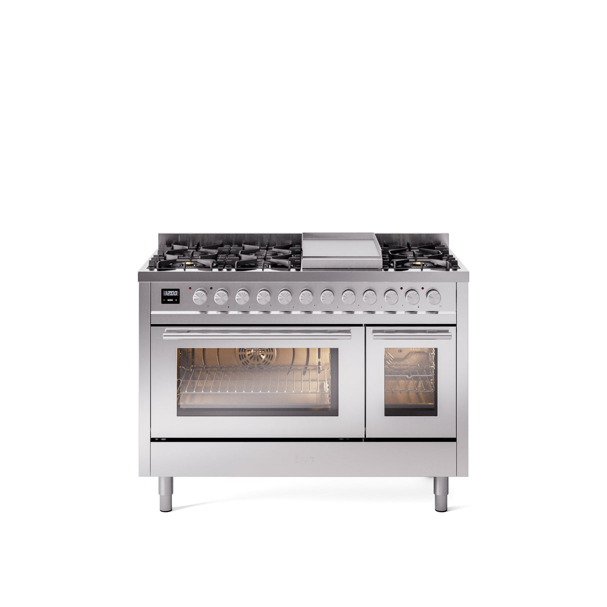 ILVE 48Inch Professional Plus II Freestanding Dual Fuel Range with 8 Sealed Burner - UP48FWMP