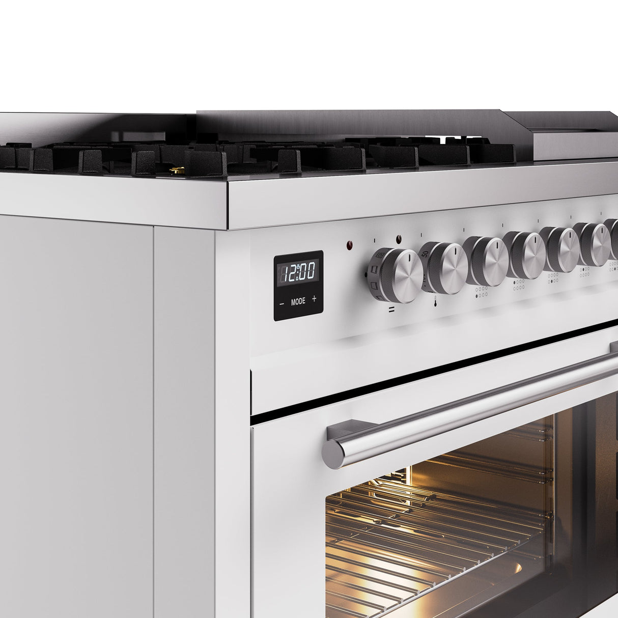 ILVE 48Inch Professional Plus II Freestanding Dual Fuel Range with 8 Sealed Burner - UP48FWMP