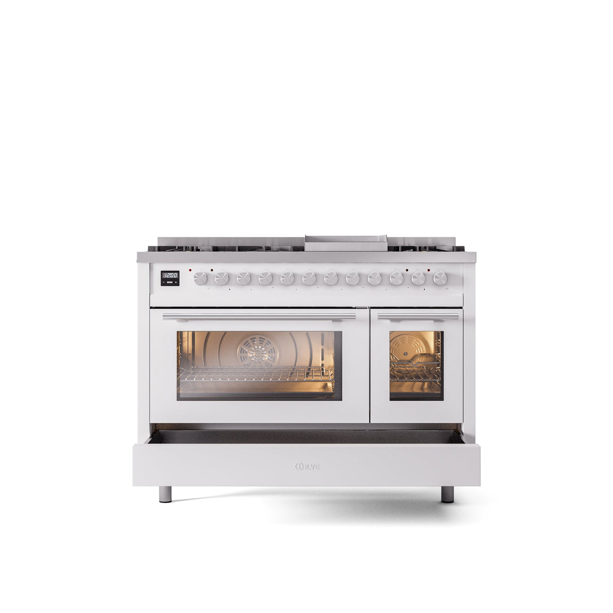 ILVE 48Inch Professional Plus II Freestanding Dual Fuel Range with 8 Sealed Burner - UP48FWMP