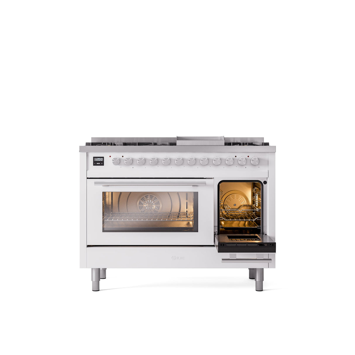 ILVE 48Inch Professional Plus II Freestanding Dual Fuel Range with 8 Sealed Burner - UP48FWMP