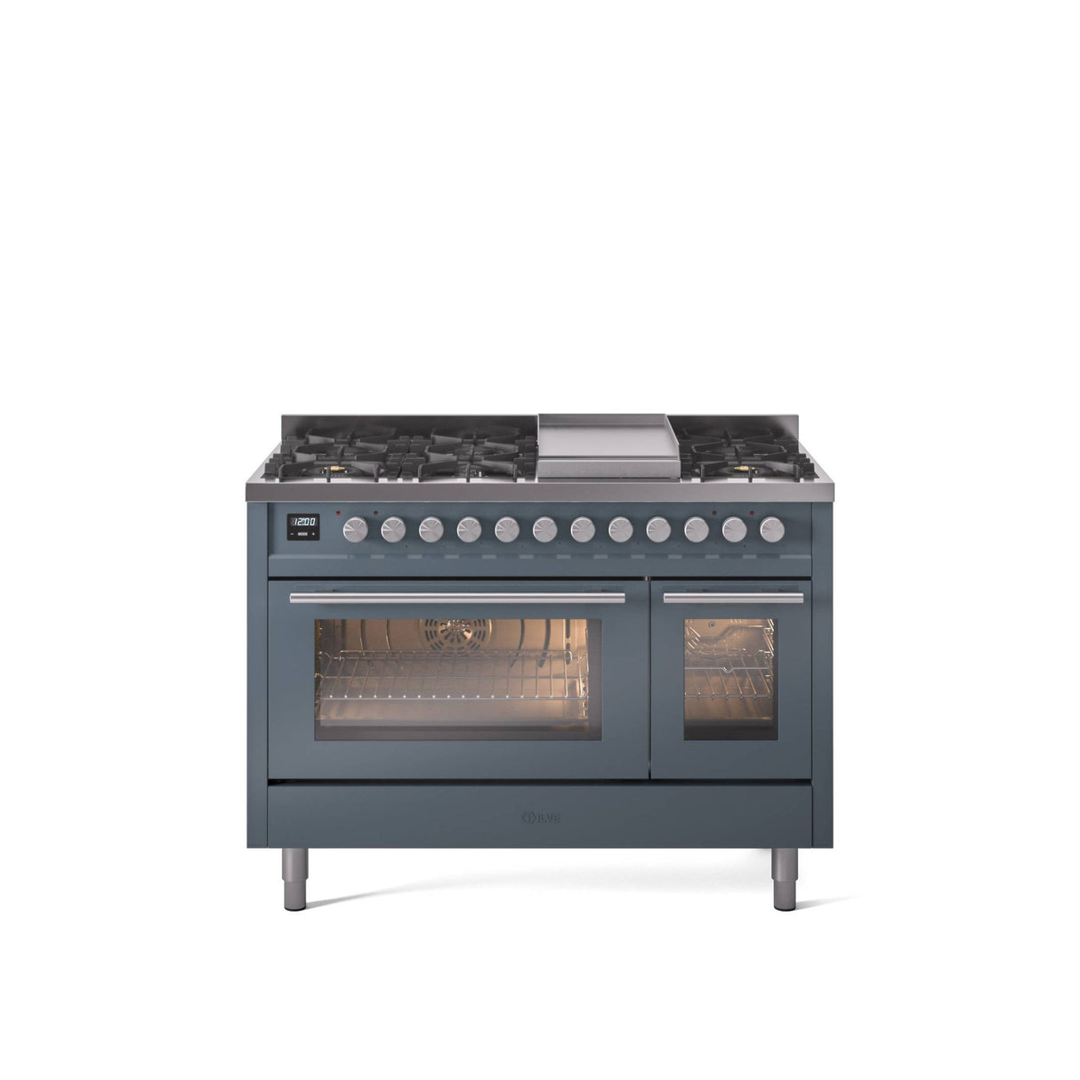 ILVE 48Inch Professional Plus II Freestanding Dual Fuel Range with 8 Sealed Burner - UP48FWMP