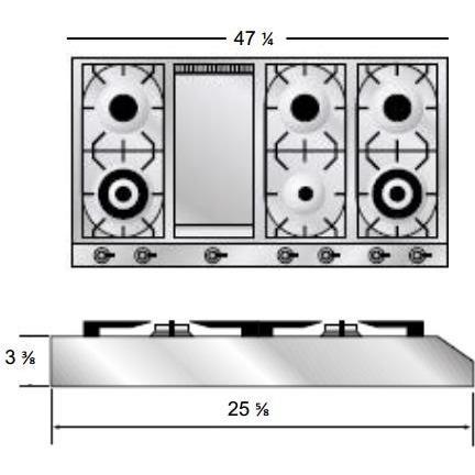 ILVE 48 Inch Stainless Steel Natural Gas/Propane Cooktop - UHP1265FDI