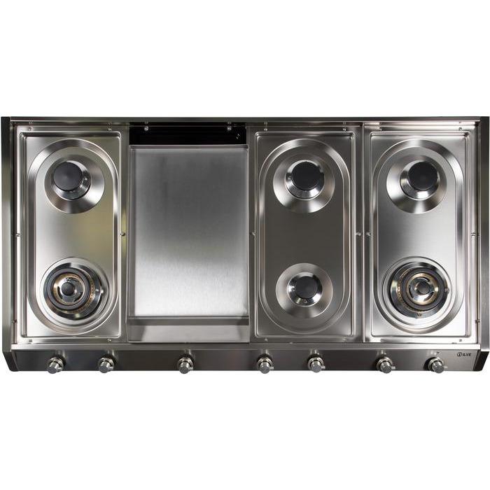 ILVE 48 Inch Stainless Steel Natural Gas/Propane Cooktop - UHP1265FDI