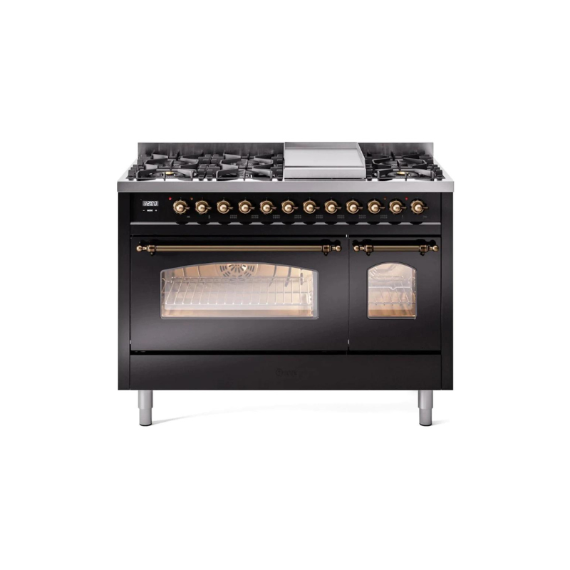 ILVE 48" Nostalgie II Series Freestanding Double Oven Dual Fuel Range