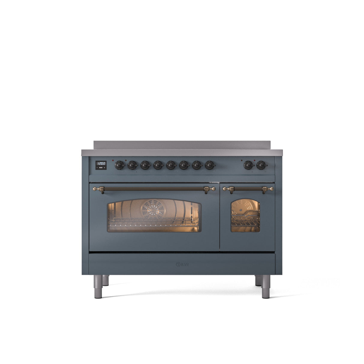 ILVE 48" Nostalgie II Series Freestanding Electric Double Oven Range with 8 Elements, Triple Glass Cool Door, Convection Oven, TFT Oven Control Display and Child Lock - UPI486NMP