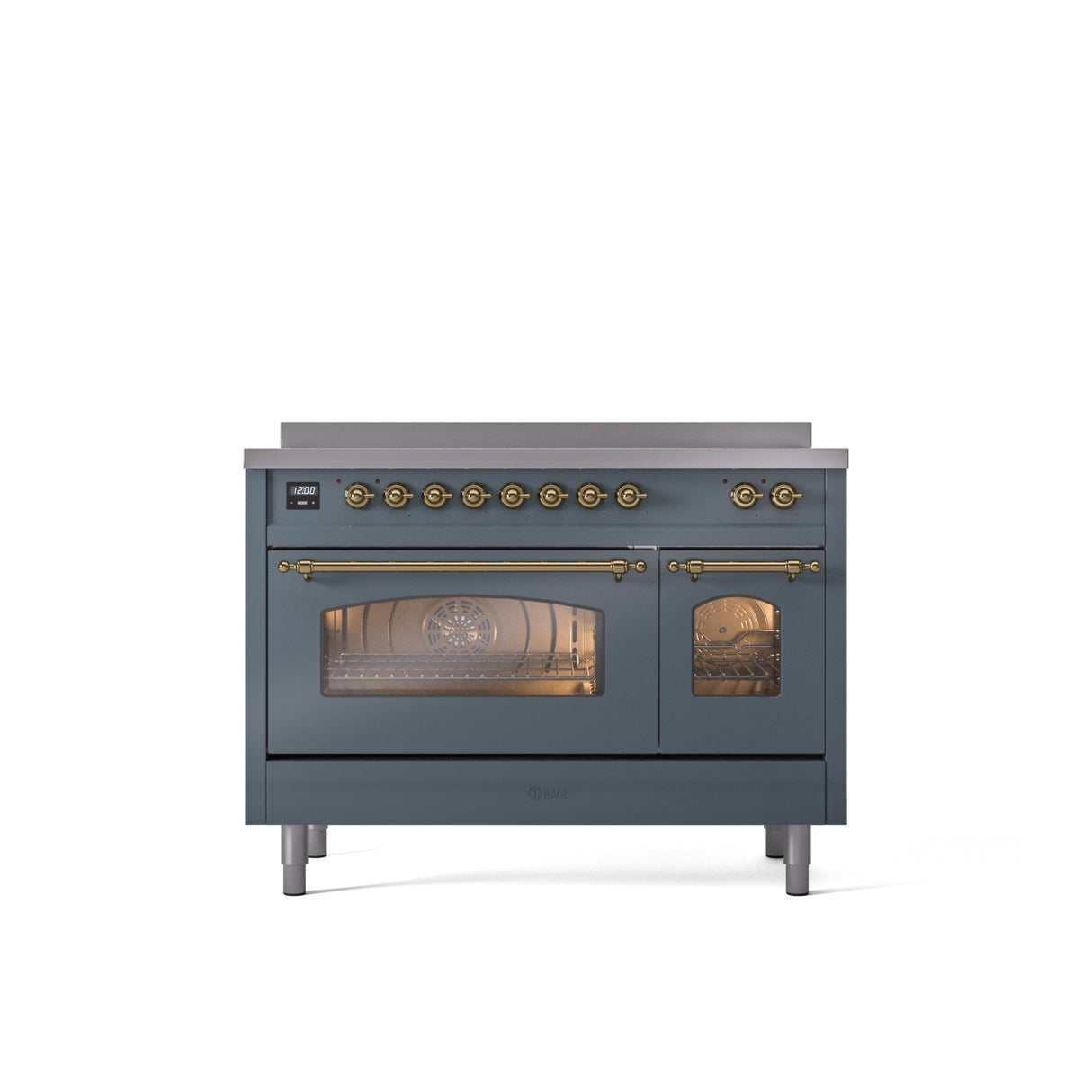 ILVE 48" Nostalgie II Series Freestanding Electric Double Oven Range with 8 Elements, Triple Glass Cool Door, Convection Oven, TFT Oven Control Display and Child Lock - UPI486NMP
