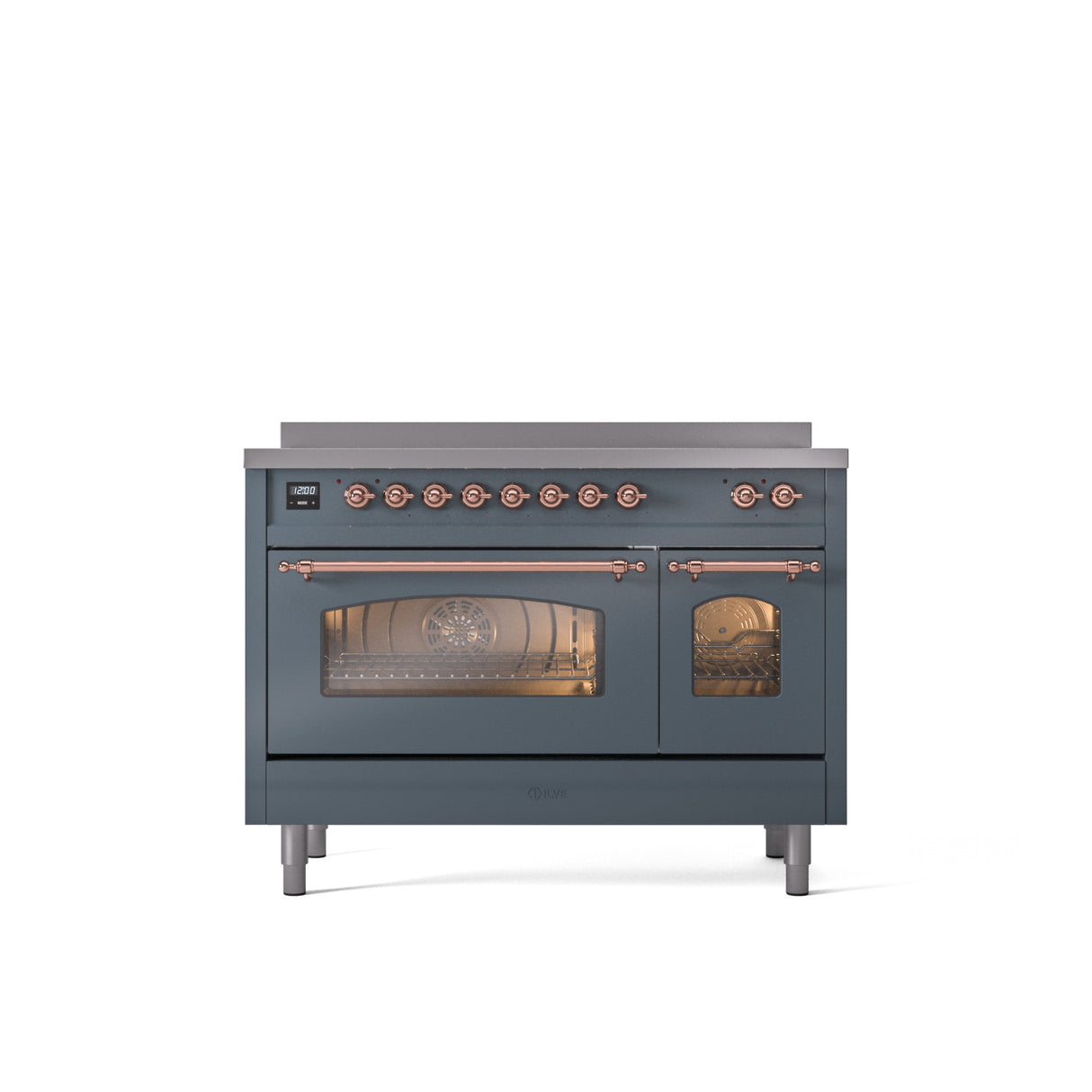 ILVE 48" Nostalgie II Series Freestanding Electric Double Oven Range with 8 Elements, Triple Glass Cool Door, Convection Oven, TFT Oven Control Display and Child Lock - UPI486NMP